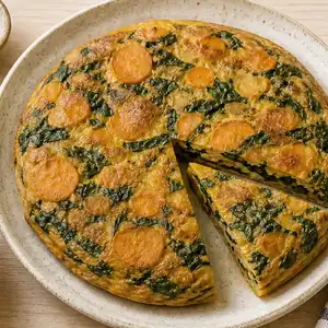 Omelette aux épinards et à la patate douce
